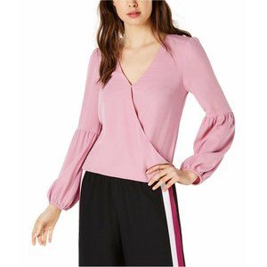 Bar III Mauve Surplice Faux-Wrap Top XL